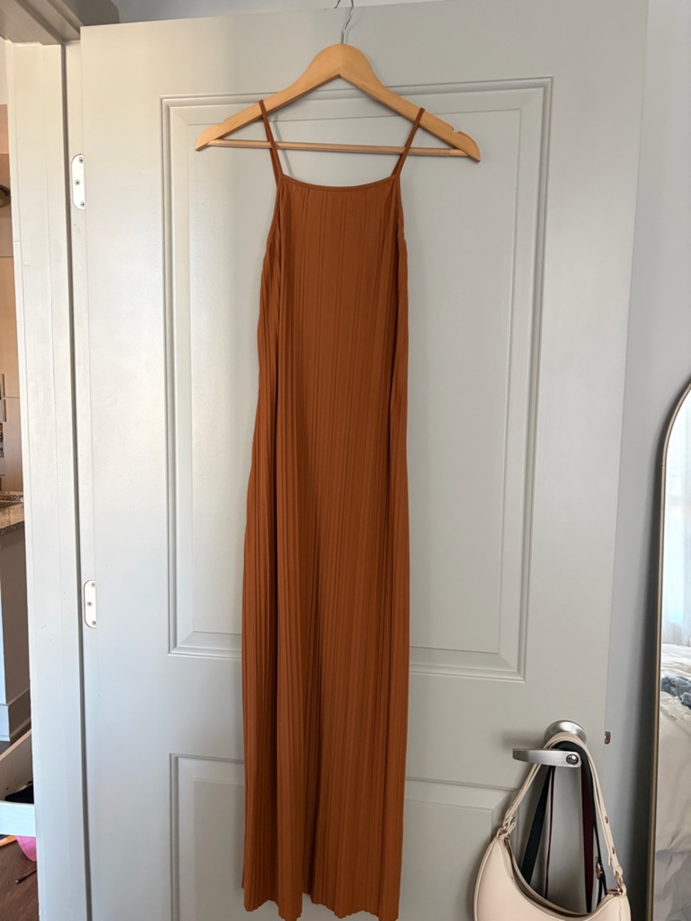 a new day Rust Brown Maxi Slip Dress with Thin Straps